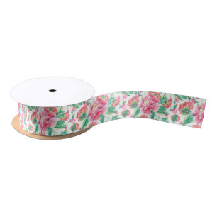 Elegant Helder Meisje Roze Bloemen Patroon Lint