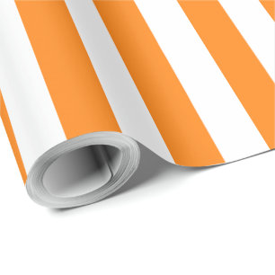 Elegant helder oranje en wit gestreept patroon cadeaupapier