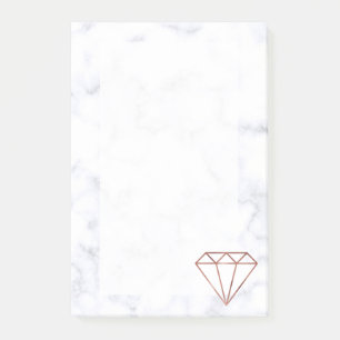 elegant, helder roos gouddiamant witte marmer post-it® notes