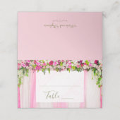 Elegant helder roze bloem bruiloft tafelnummer (Buitenkant ongevouwen)