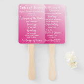 Elegant helder roze bruiloft programma handwaaier (Voorkant en achterkant)