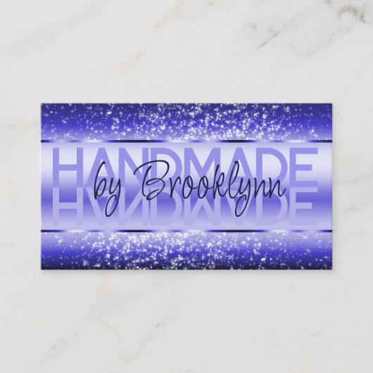 Elegant Helderblauw Luxe Sparkle Glitter Glam Visitekaartje (Voorkant)