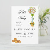 Elegant Hello Baby Balloon Shower Invitation (Debout devant)