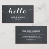 Élégant Hello Modern Carte de visite - Chalkboard (Devant / Derrière)