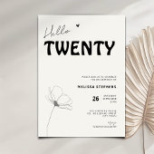 Elegant Hello Twenty Bold Typography 20th Birthday Kaart