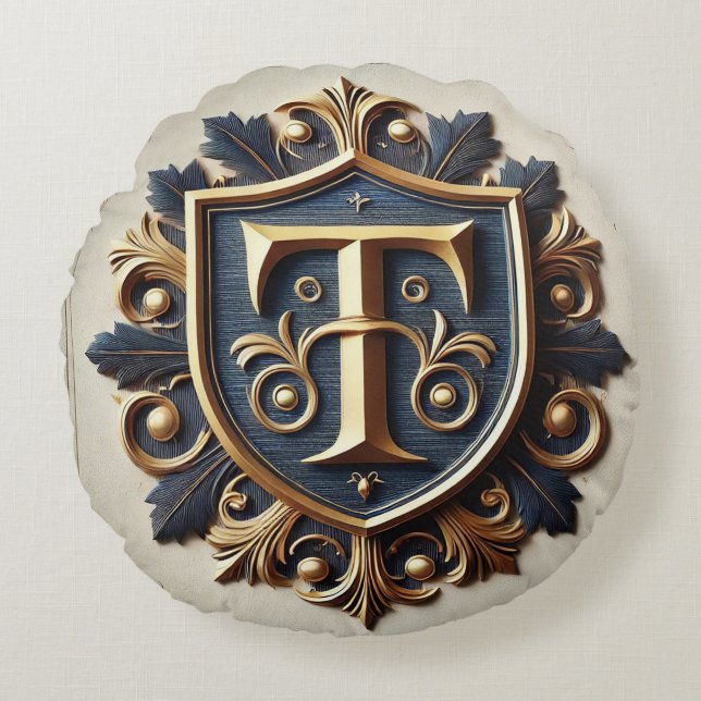Elegant  heraldisch schild rond kussen (Voorkant)