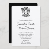 Elegant Heraldry Monogram Weddenschap Kaart (Voorkant / Achterkant)