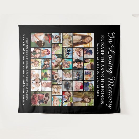 Elegant Herdenking 30 Foto Wandkleed (Voorkant (horizontaal))