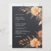 Elegant Herfst Black Wedding Kaart (Voorkant)