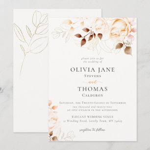 Elegant Herfst Burnt Oranje Floral Wedding Kaart
