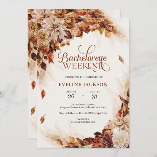 Elegant herfst en herfst koper florette Bacheloret Kaart (Voorkant / Achterkant)
