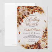 Elegant herfst en herfstbloemen bruiloft brunch kaart (Voorkant / Achterkant)