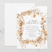 Elegant Herfst Floral Baby shower Kaart (Voorkant / Achterkant)