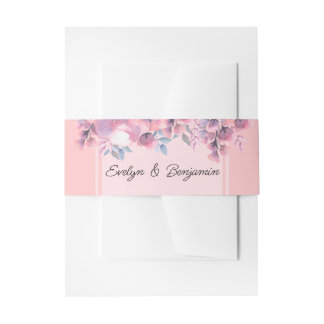 Elegant, Herfst Floral, Dusty Roos bruiloft Uitnodigingen Wikkel