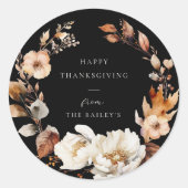 Elegant Herfst Floral Ronde Sticker (Voorkant)