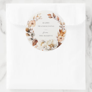 Elegant Herfst Floral Ronde Sticker