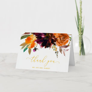 Elegant Herfst Floral Rustic Weddenschap Hartelijk Folie Wenskaart