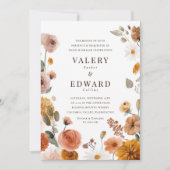 Elegant Herfst Floral Wedding Kaart (Voorkant)