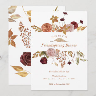 Elegant Herfst Floral Woodland Friendsgiving Kaart