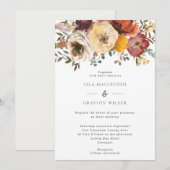 Elegant Herfst Flowers Wedding Uitnodiging (Voorkant / Achterkant)