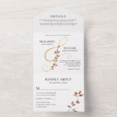 Elegant Herfst Foliage Gold Ampersand Wedding All In One Uitnodiging (Binnen)