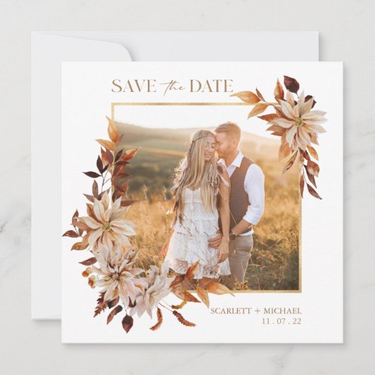 Elegant Herfst Foto Save The Date (Voorkant)