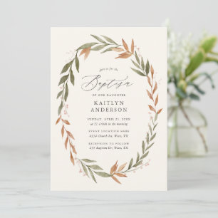Elegant Herfst Greenery Wreath Baptisme Kaart