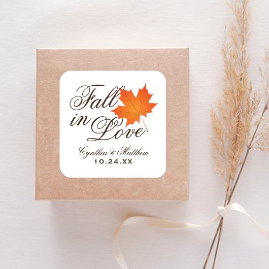 Elegant Herfst in Love Autumn Wedding Monogram Vierkante Sticker