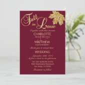 Elegant HERFST in Love Burgundy Marsala Wedding Kaart (Staand voorkant)