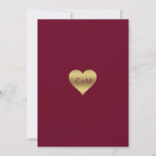 Elegant HERFST in Love Burgundy Marsala Wedding Kaart (Achterkant)