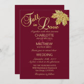 Elegant HERFST in Love Burgundy Marsala Wedding Kaart (Voorkant / Achterkant)