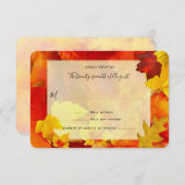Elegant Herfst Invitation RSVP Oranje Leaves Kaart (Voorkant / Achterkant)