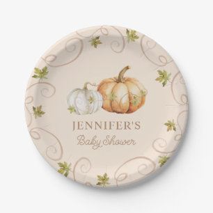 Elegant Herfst pompoen Baby shower Papieren Bordje