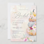Elegant Herfst Pumpkin Bridal Shower Invitation Kaart (Voorkant)