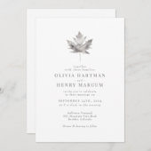 Elegant Herfst Silver Maple Leaf Wedding Kaart (Voorkant / Achterkant)