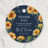Elegant Herfst Sunflower & Navy Wedding Hartelijk  Bedankjes Labels (Voorkant)