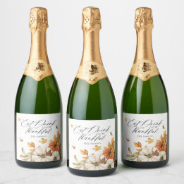 Elegant Herfst Thanksgiving Thema Sparkling Wijnetiket