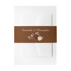 Elegant Herfst Waterverf Floral Burnt Umber Weddin Uitnodigingen Wikkel