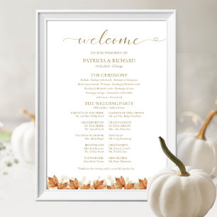 Elegant Herfst Witte Pompoen Huwelijksprogramma Bo Poster