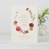 Elegant Herfst Woodland Floral Botanical Wedding Kaart (Staand voorkant)