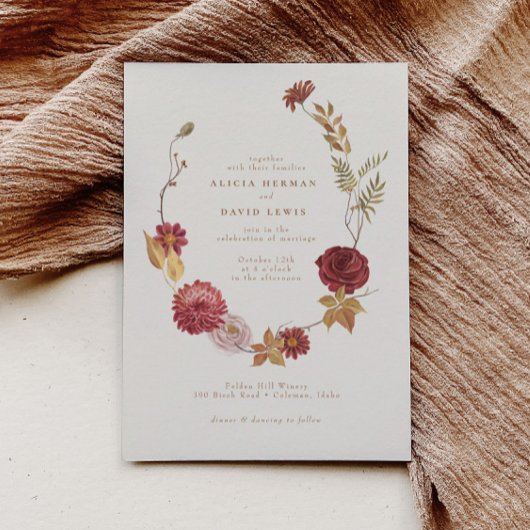 Elegant Herfst Woodland Floral Botanical Wedding Kaart