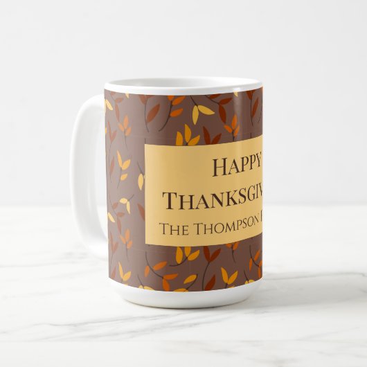 Elegant herfstblad koffiemok (Voorkant links)