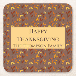 Elegant herfstblad vierkante kartonnen onderzetter