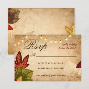 Elegant Herfstbladeren Landelijke Herfst Bruiloft RSVP Kaartje