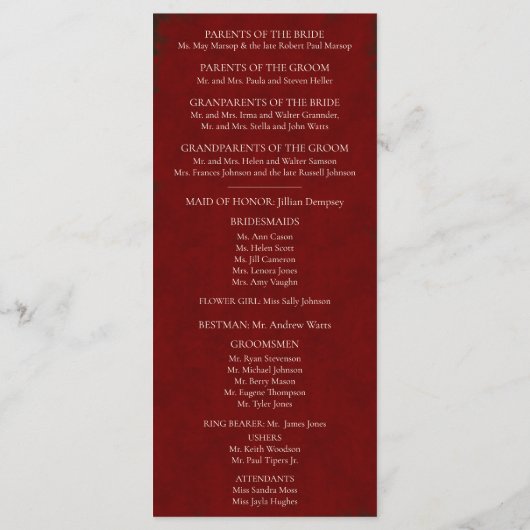 Elegant herfstboom huwelijksprogramma programma (Achterkant)