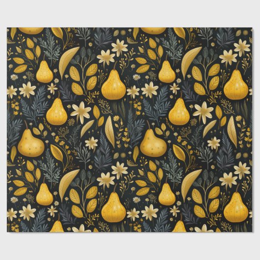Elegant herfstfeest, in goud en Moody grijs, Cadeaupapier (Vlak)