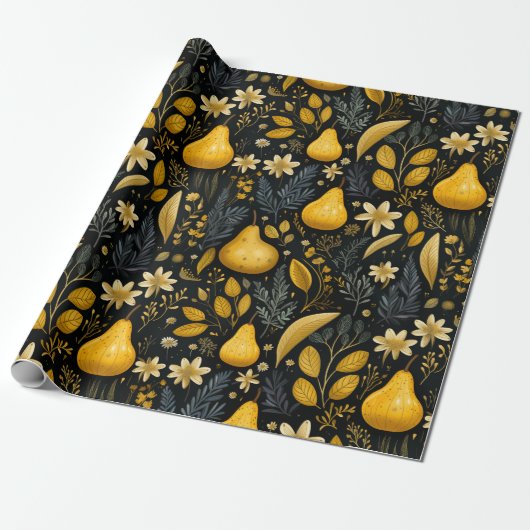 Elegant herfstfeest, in goud en Moody grijs, Cadeaupapier (Uitgerold)