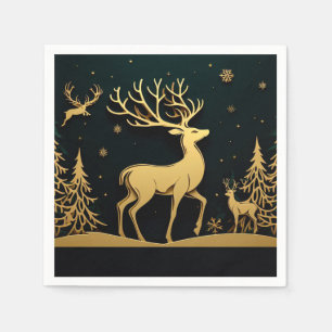 Elegant hert – Gouden bos silhouet Servet
