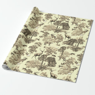 Elegant  Herten Fox Haas Country Toile Cream Cadeaupapier
