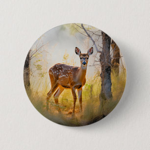 Elegant Herten in het Bos Natuur Design Ronde Button 5,7 Cm